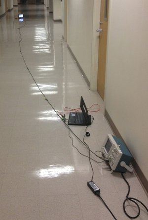 Figure blah: Oscilloscope with very long probes