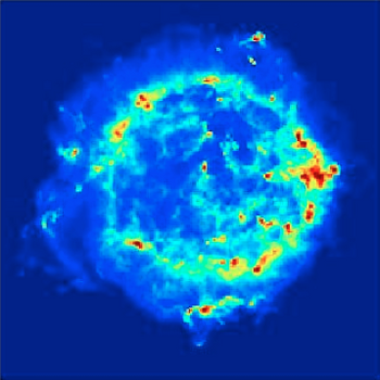 200-by-200 pixel radio image of the Cassiopeia A supernova remnants.